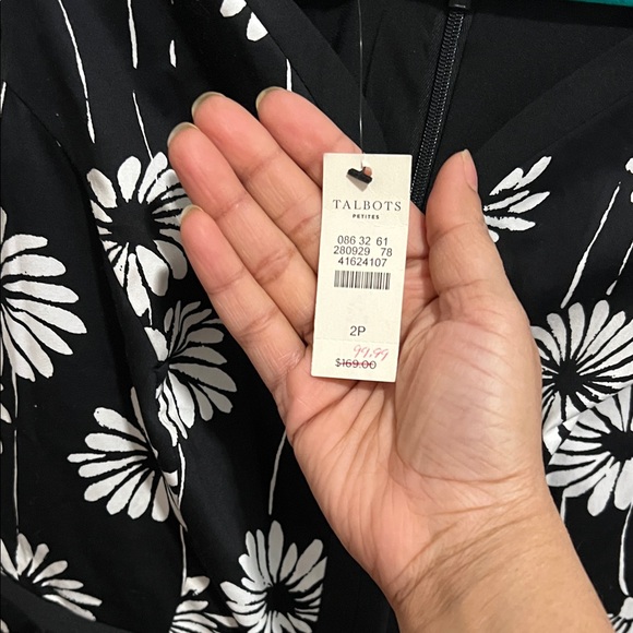 Talbots Black and White Floral Midi Dress - Picture 3 of 3